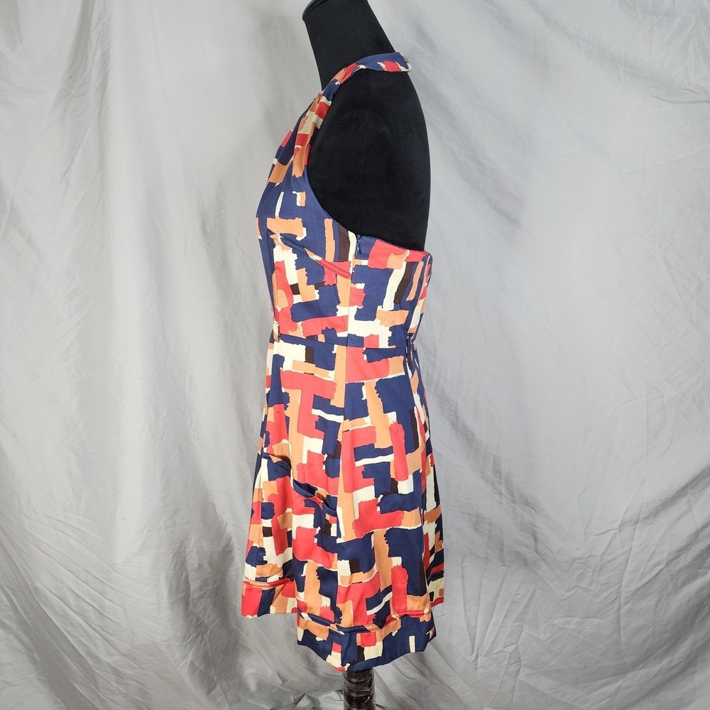 NEW DIRECTIONS Size 6 Colorful Cotton Stretch Fit & Flare Halter Dress w/pockets - Picture 5 of 11
